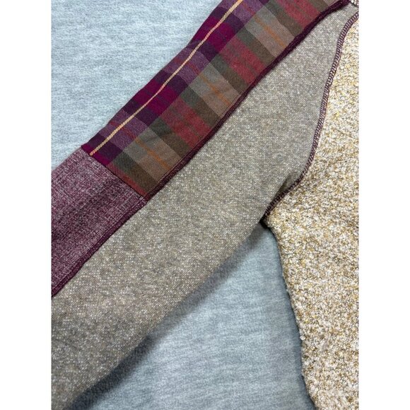 Buckle BKE Gimmicks M Plaid Sleeve Raglan Sweater Metallic Casual‎ - Picture 3 of 6